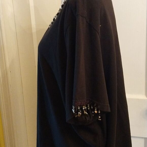 Women Basic Edition Black Embellished Brown Top Size 3XL - Picture 9 of 15